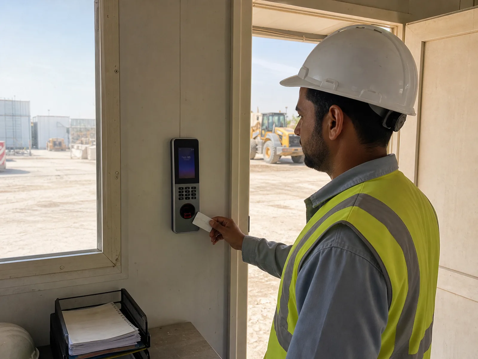 Attendance System for Construction Sites in Oman with site office device setup