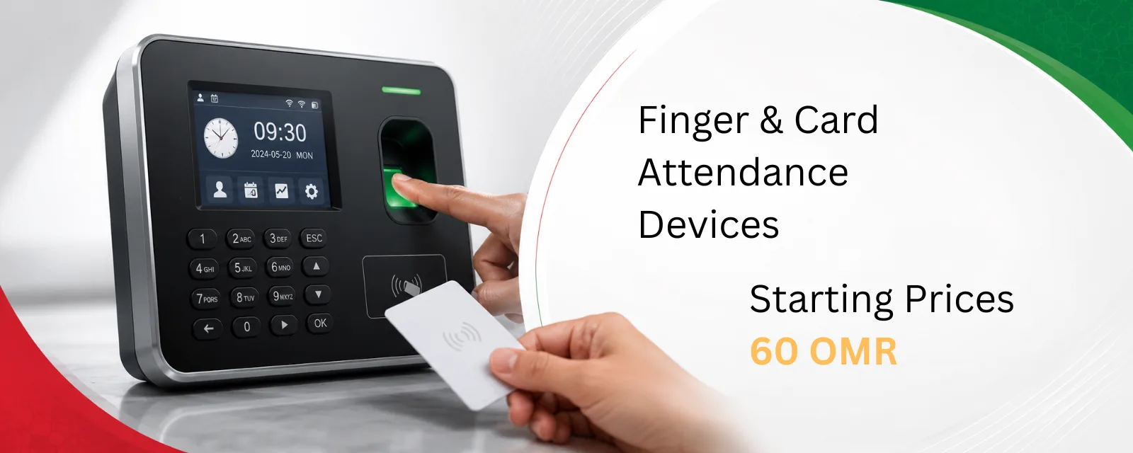 Fingerprint and RFID card attendance machine in Oman for employee time attendance from 60 OMR
