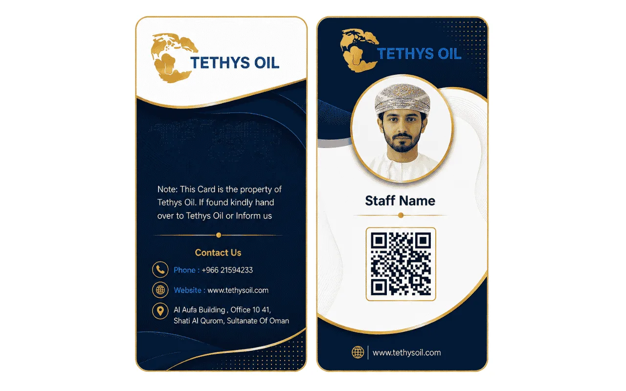 RFID cards supplied, designed and UV printed for TETHYS OIL
